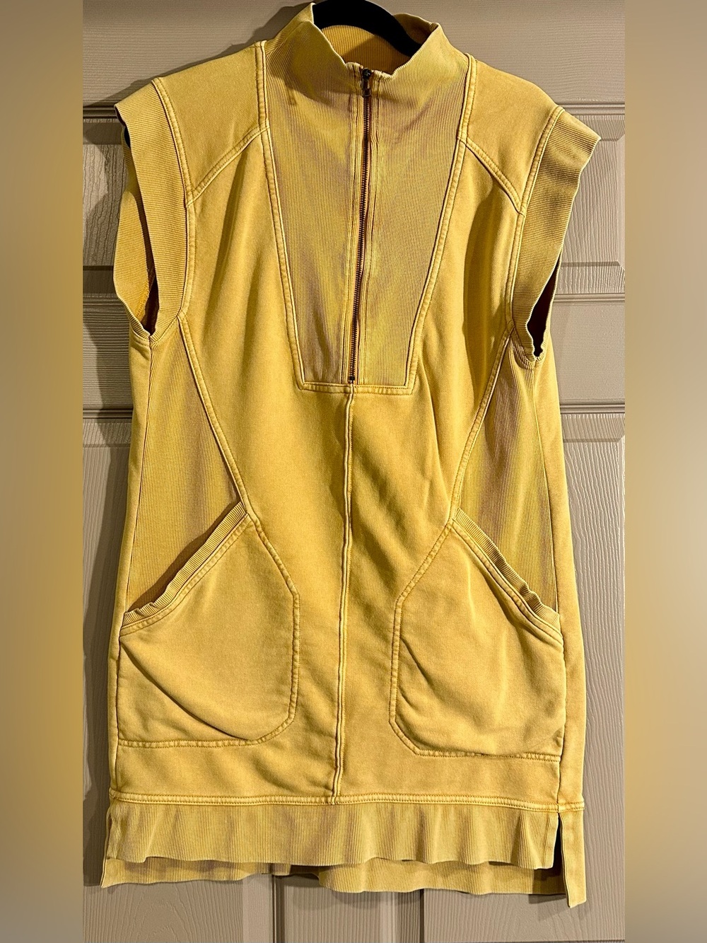 Anthropologie Yellow Sleeveless Zip-Front Vest